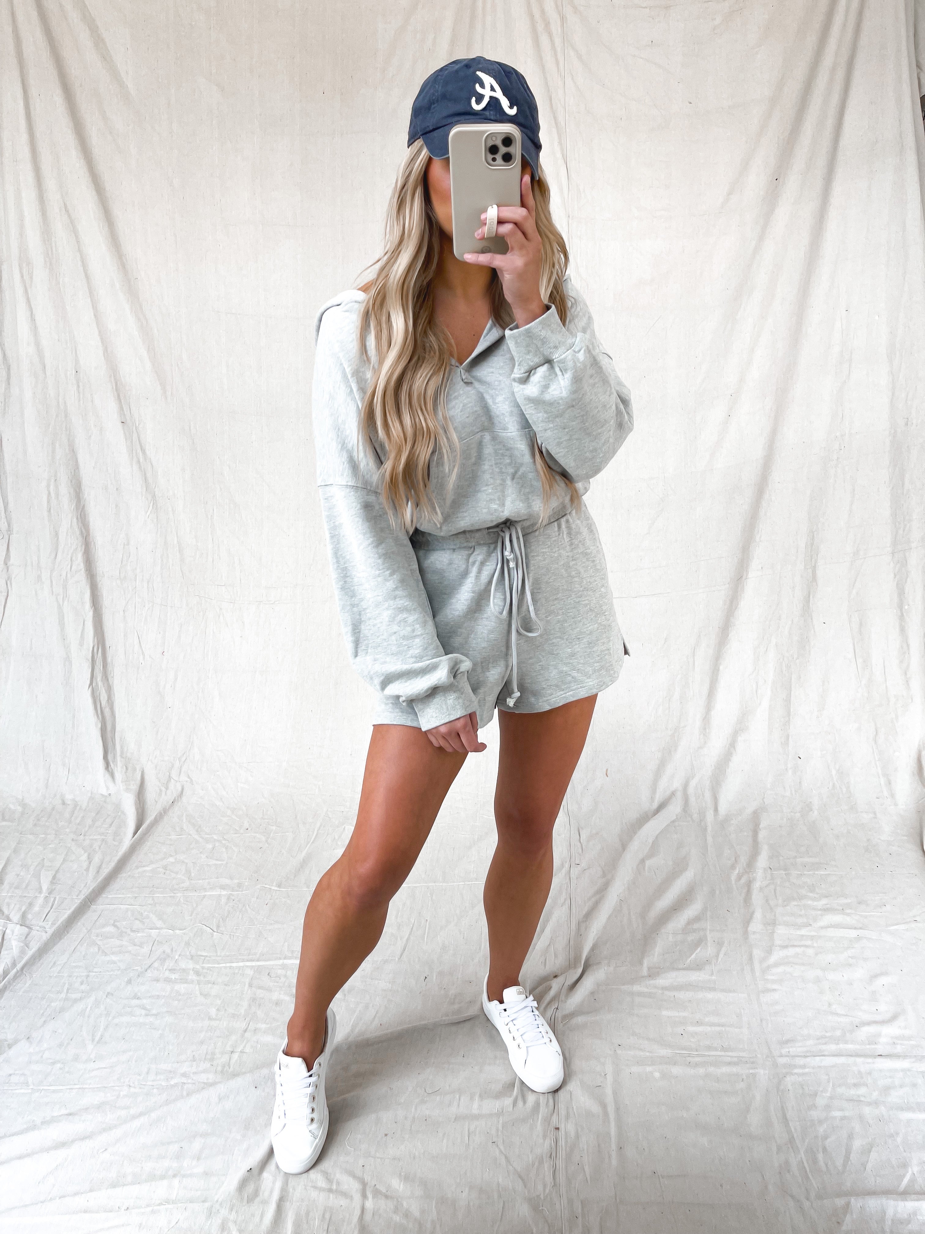 Bags Are Packed Romper in Grey