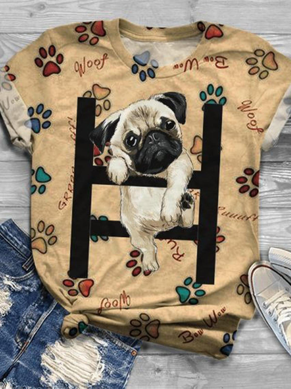 Dog Paw Crew Neck T-shirt