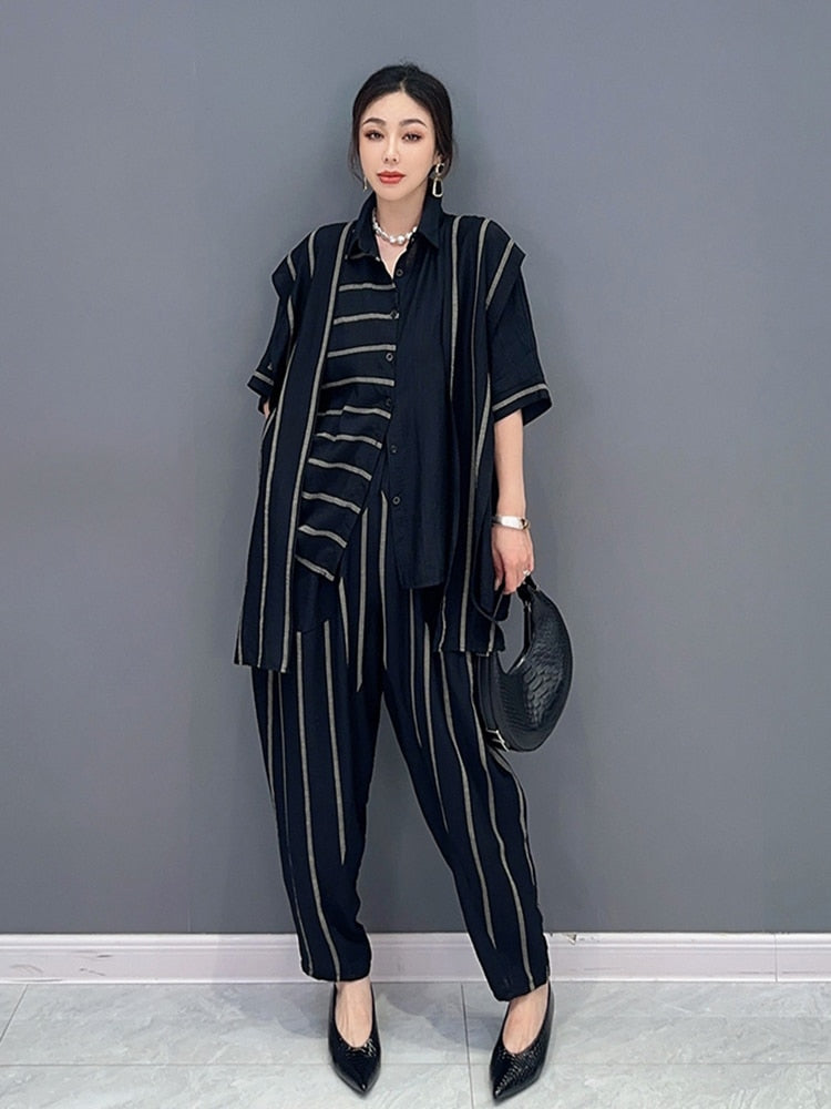 Elegant Classy Blouse & Pants 2-Piece Set